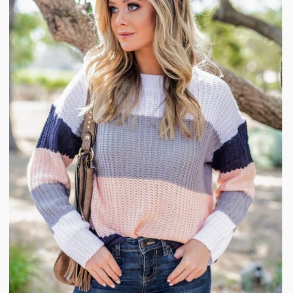 New striped color block oversized Sweater